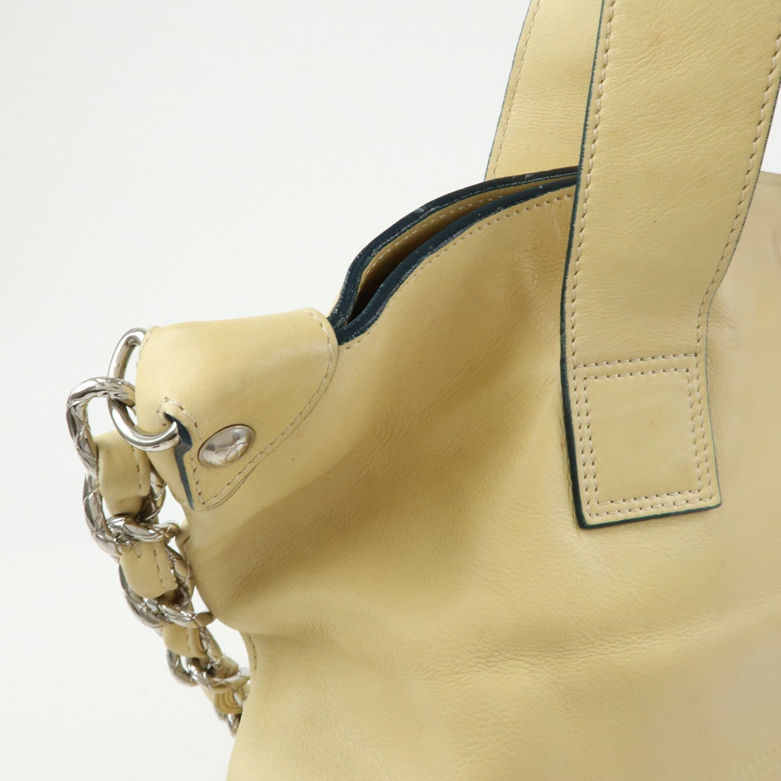 CHANEL COCO Mark Calf Leather 2Way Bag Hand Bag Shoulder Bag Beige