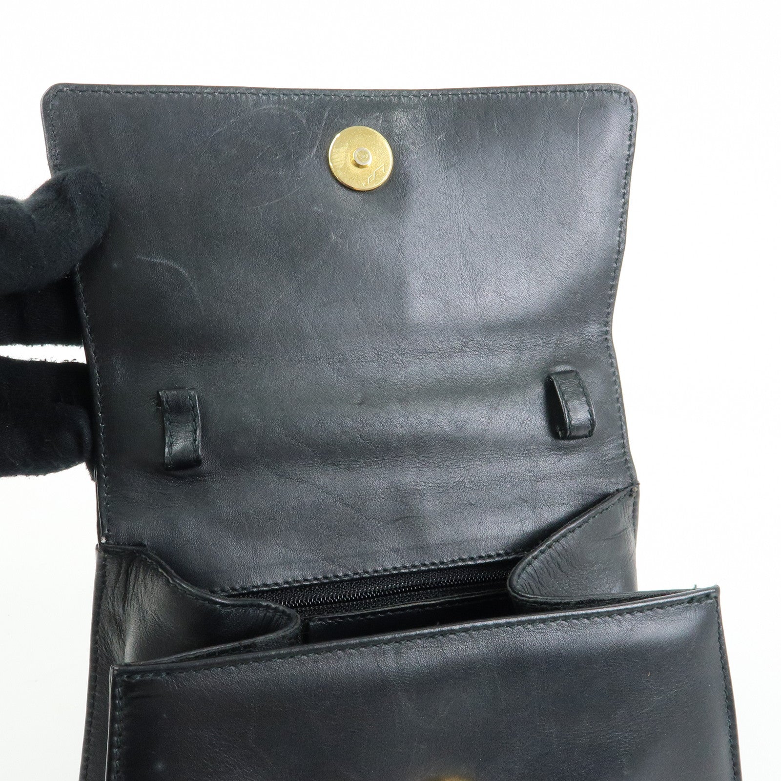 Ferragamo Vara Ribbon Leather 2Way Hand Bag Shoulder Bag Black