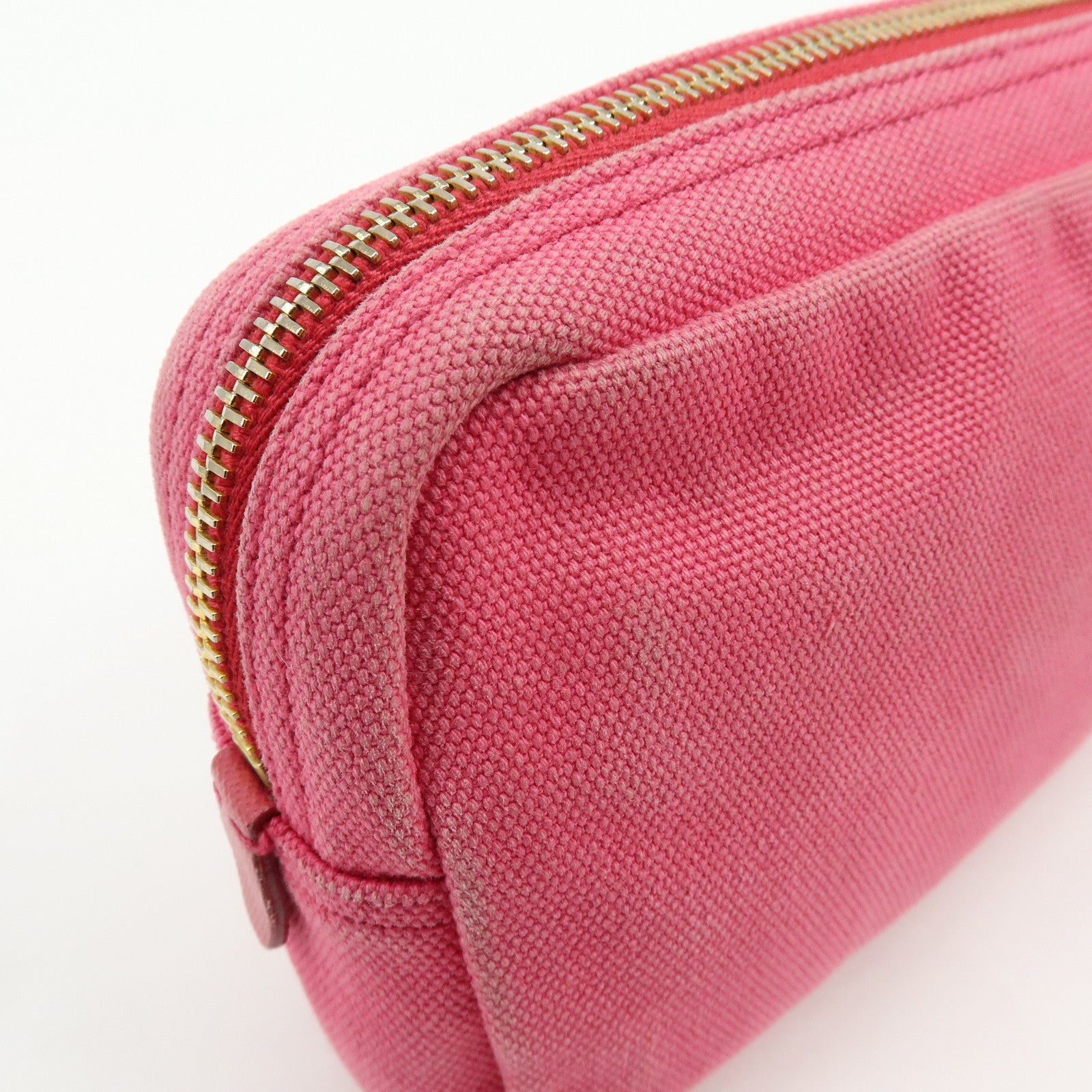 PRADA Triangle Logo Canvas Leather Pouch Cosmetic Pouch Pink