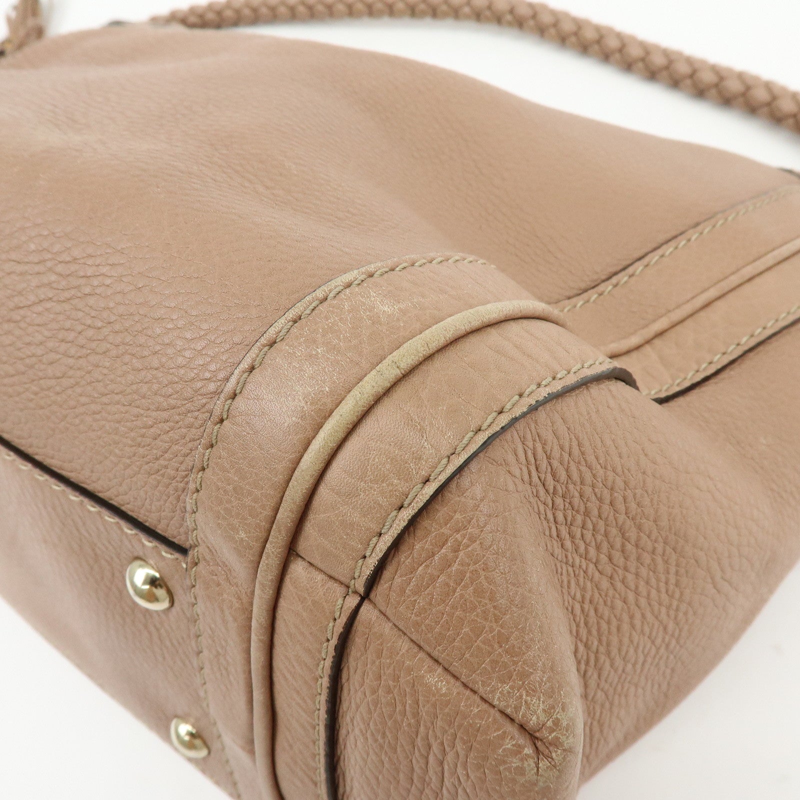 GUCCI Bamboo Leather Shoulder Bag Hand Bag Pink Beige 269949
