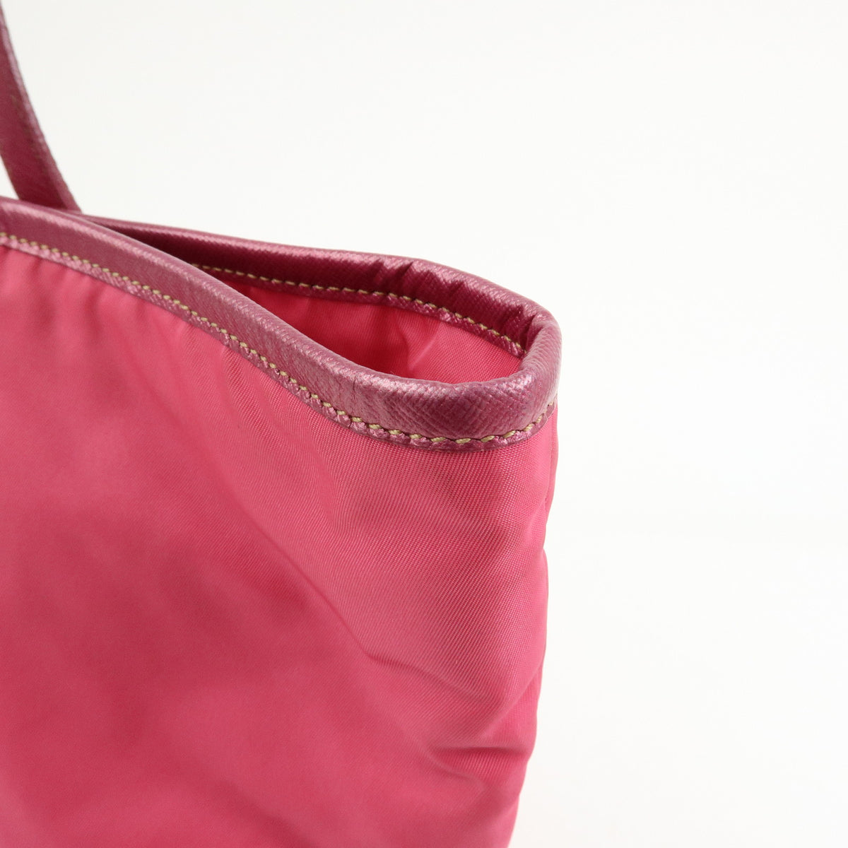 PRADA Logo Nylon Saffiano Leather Tote Bag Shoulder Bag Pink