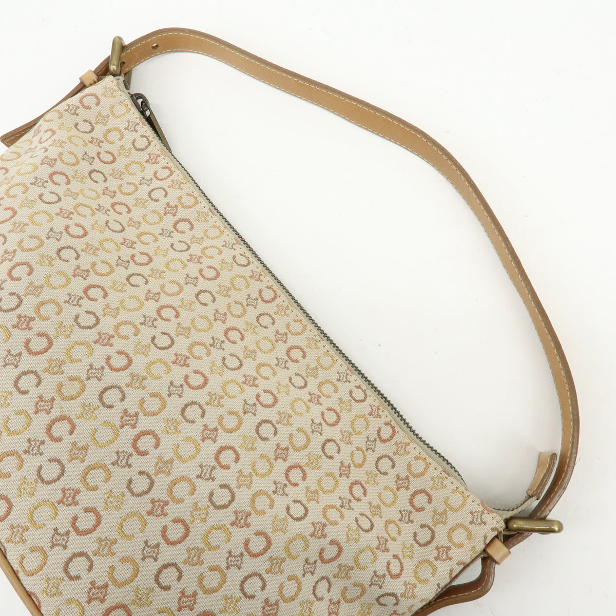 CELINE C Macadam Canvas Leather Shoulder Bag Hand Bag Beige