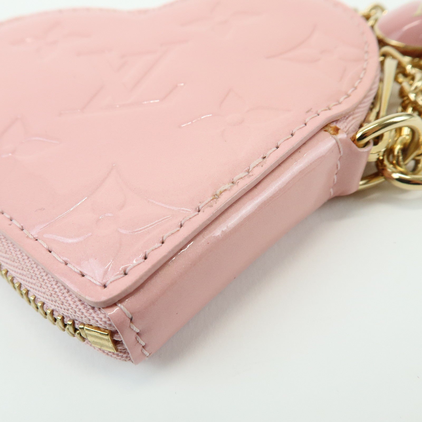 Louis Vuitton Monogram Vernis Porte Monnaie Coeur Coin Case Pink M91431