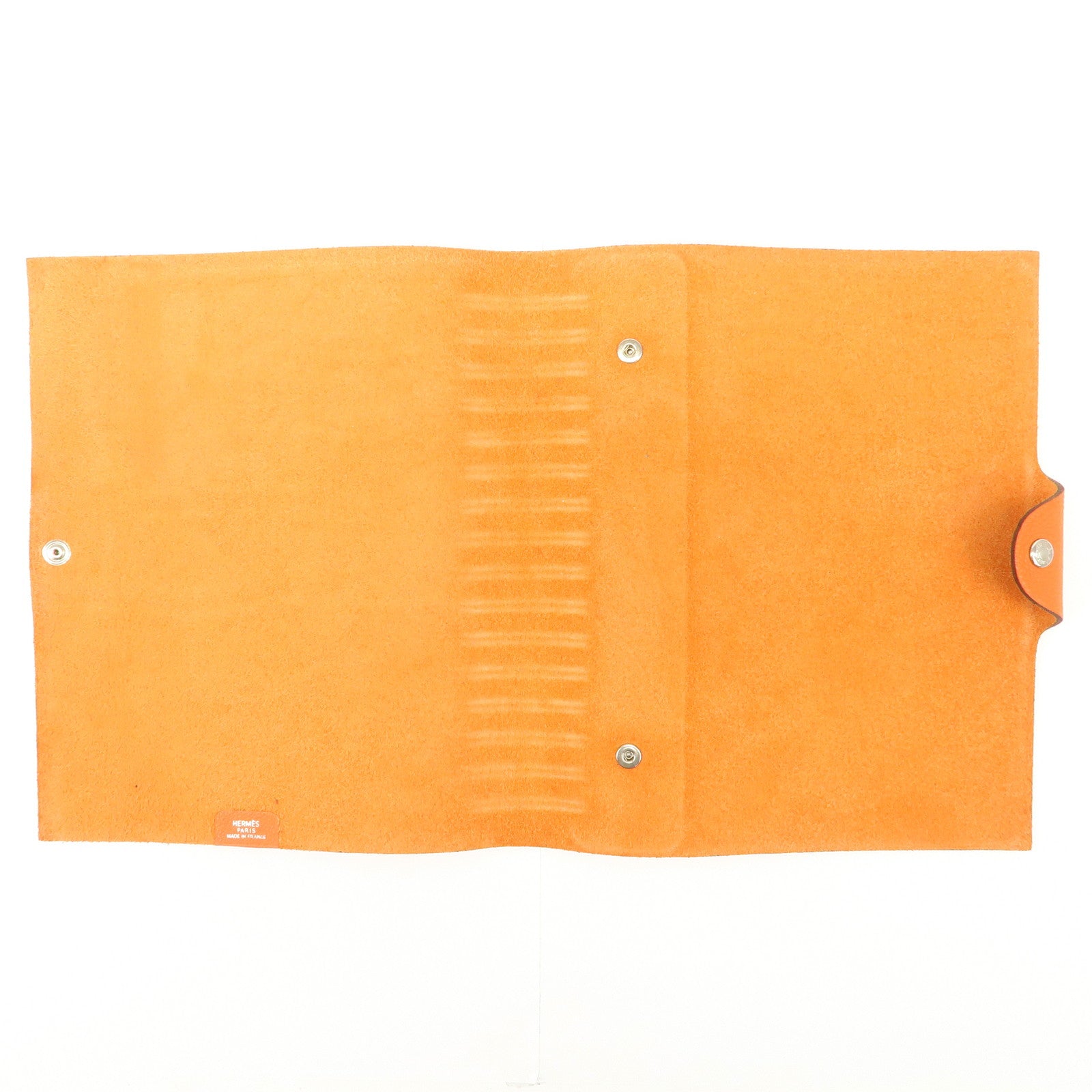 HERMES Togo Leather Ulysse MM □O Stamped Notebook Cover Potiron Orange Used