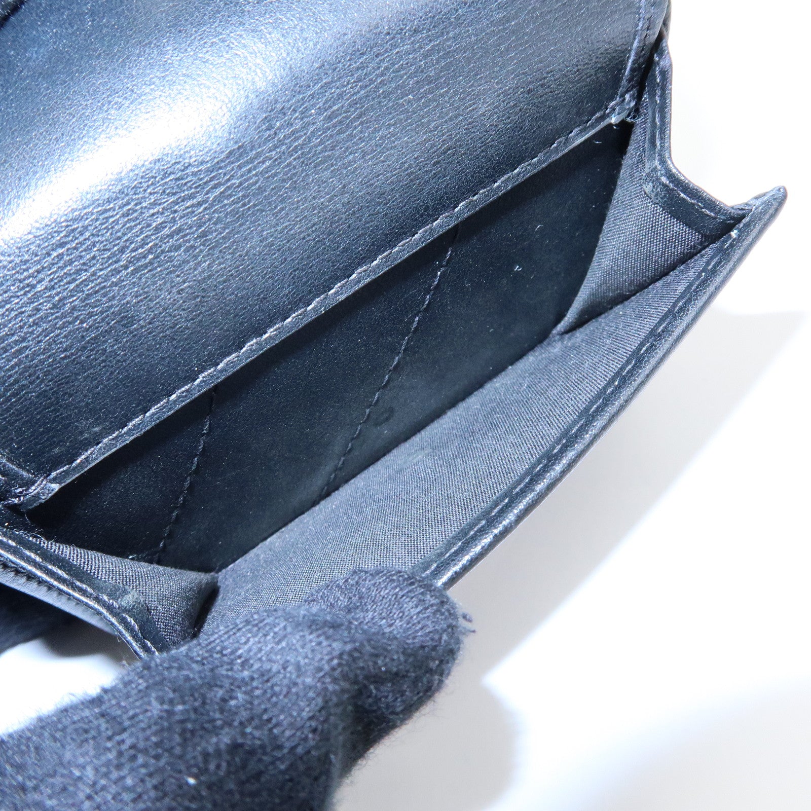 JIMMY CHOO Star Studs Leather Compact Tri-fold Wallet Black