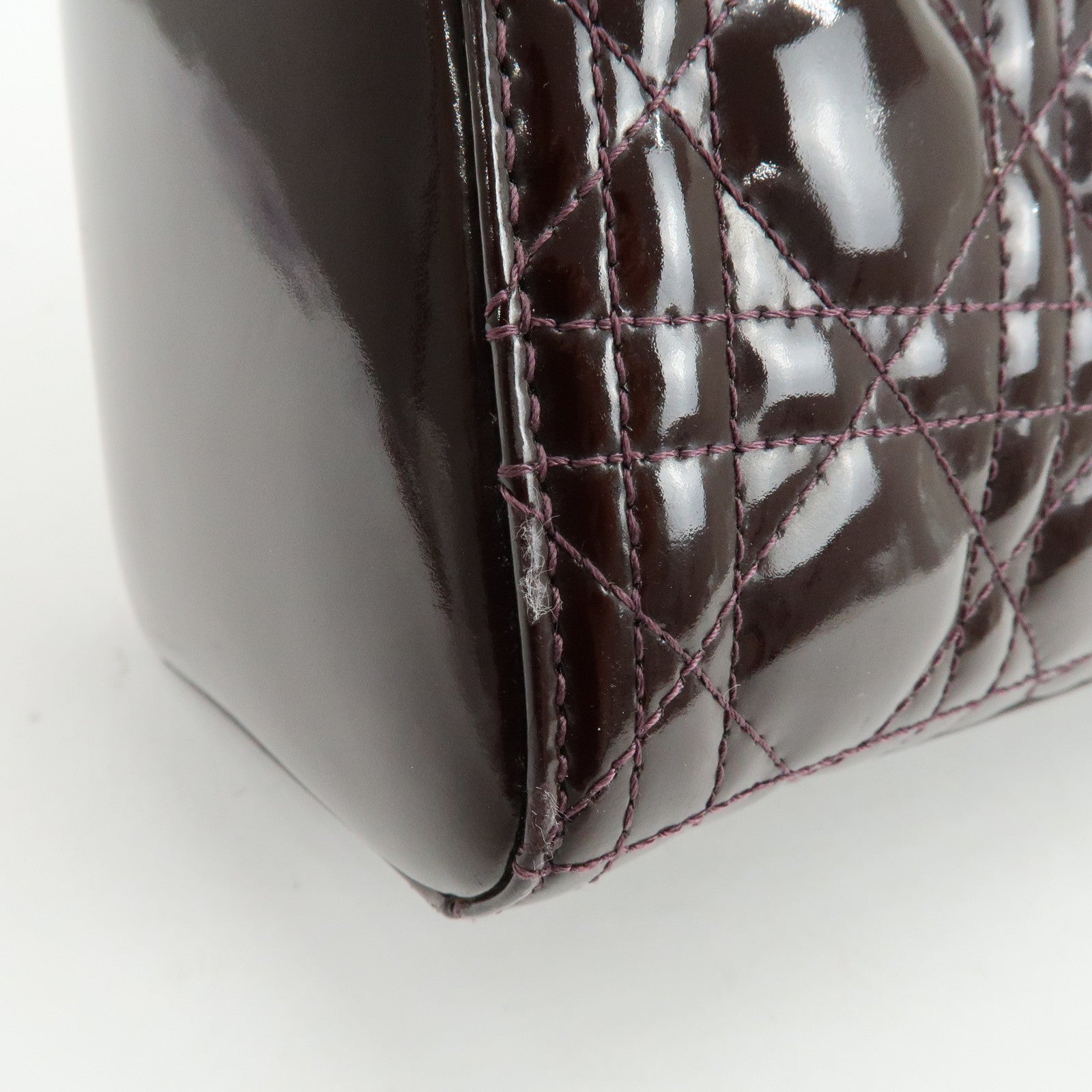 Christian Dior Lady Dior Cannage 2Way Bag Hand Bag Shoulder Bag Purple