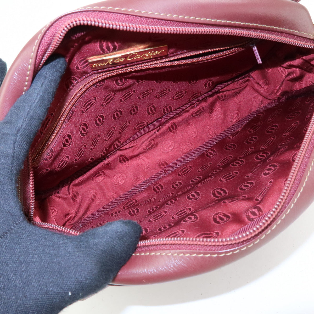 Cartier Must de Cartier Leather Shoulder Bag Bordeaux