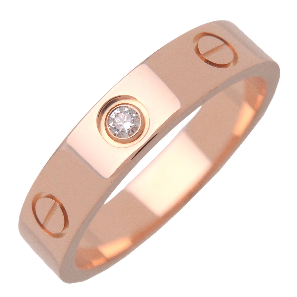 Cartier Mini Love 1P Diamond Ring K18 750PG Rose Gold #52 US6 EU53 HK13