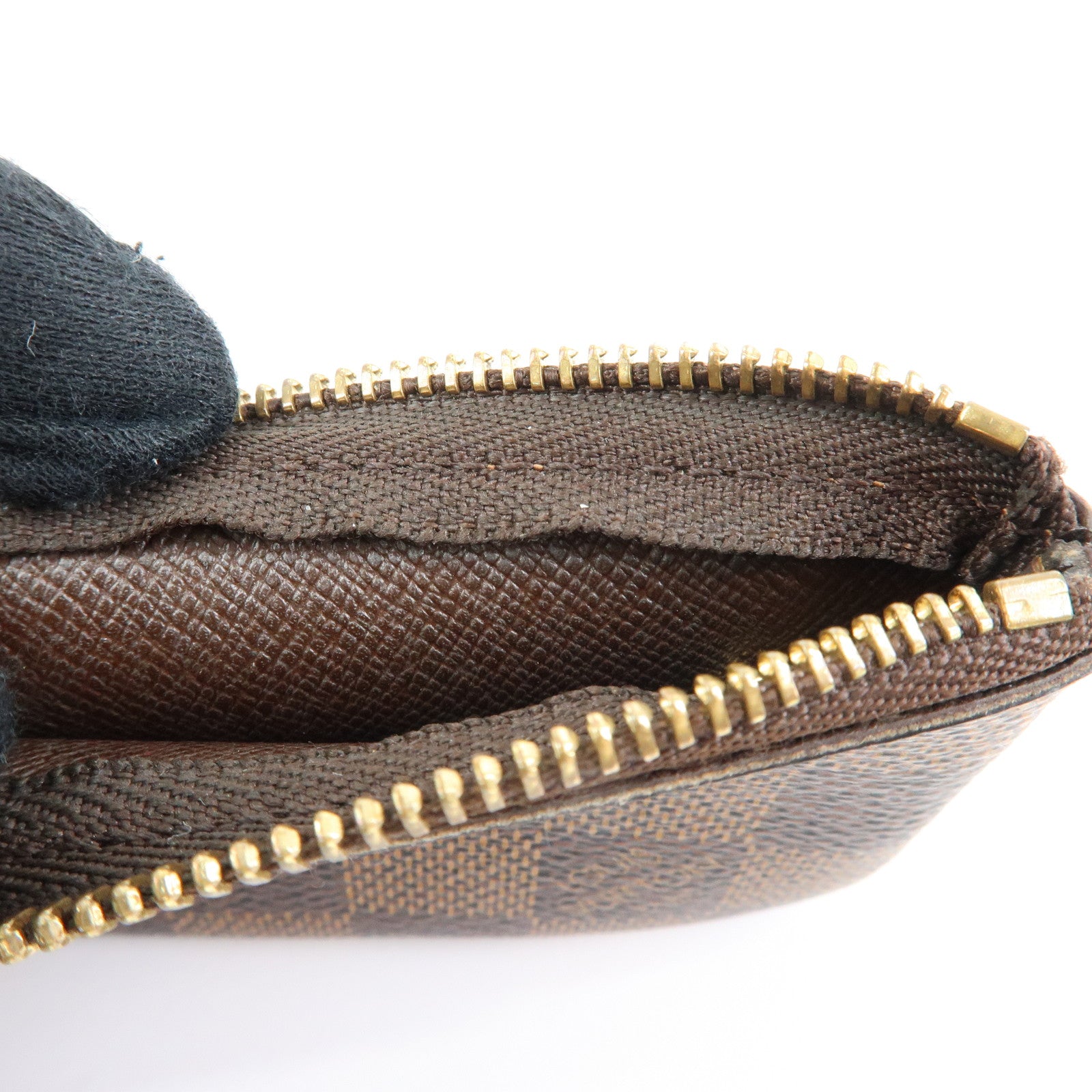 Louis Vuitton Damier Canvas Pochette Cles Coin Case Brown Ebene N62658
