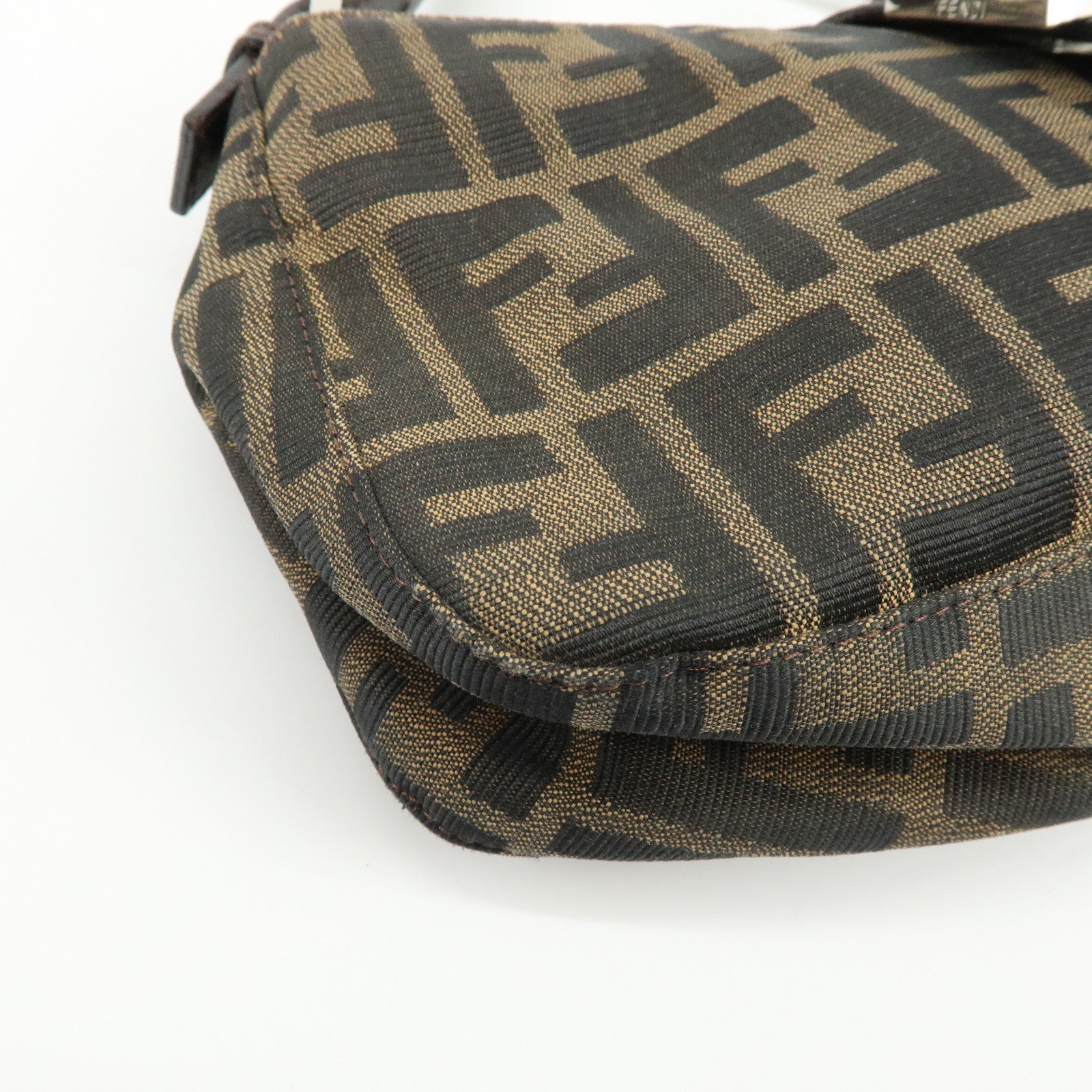 FENDI Zucca Canvas Leather Shoulder Bag Hand Bag Brown Black 26722