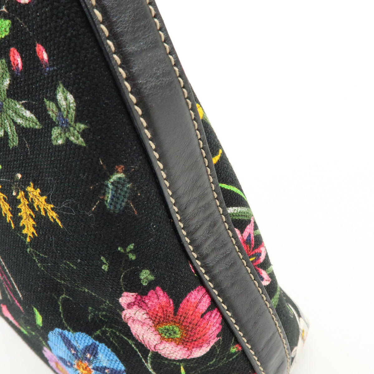 GUCCI Flora Jacquard Leather Tote Bag Hand Bag Multicolor 153024