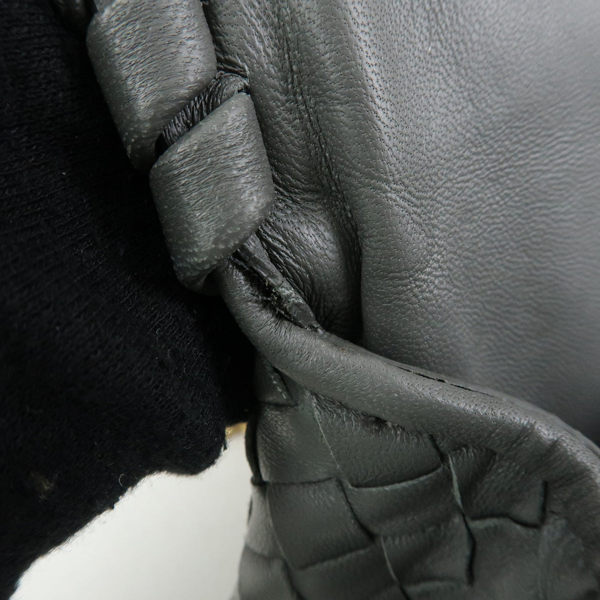 BOTTEGA VENETA Intrecciato Small Olimpia Chain Shoulder Bag Gray
