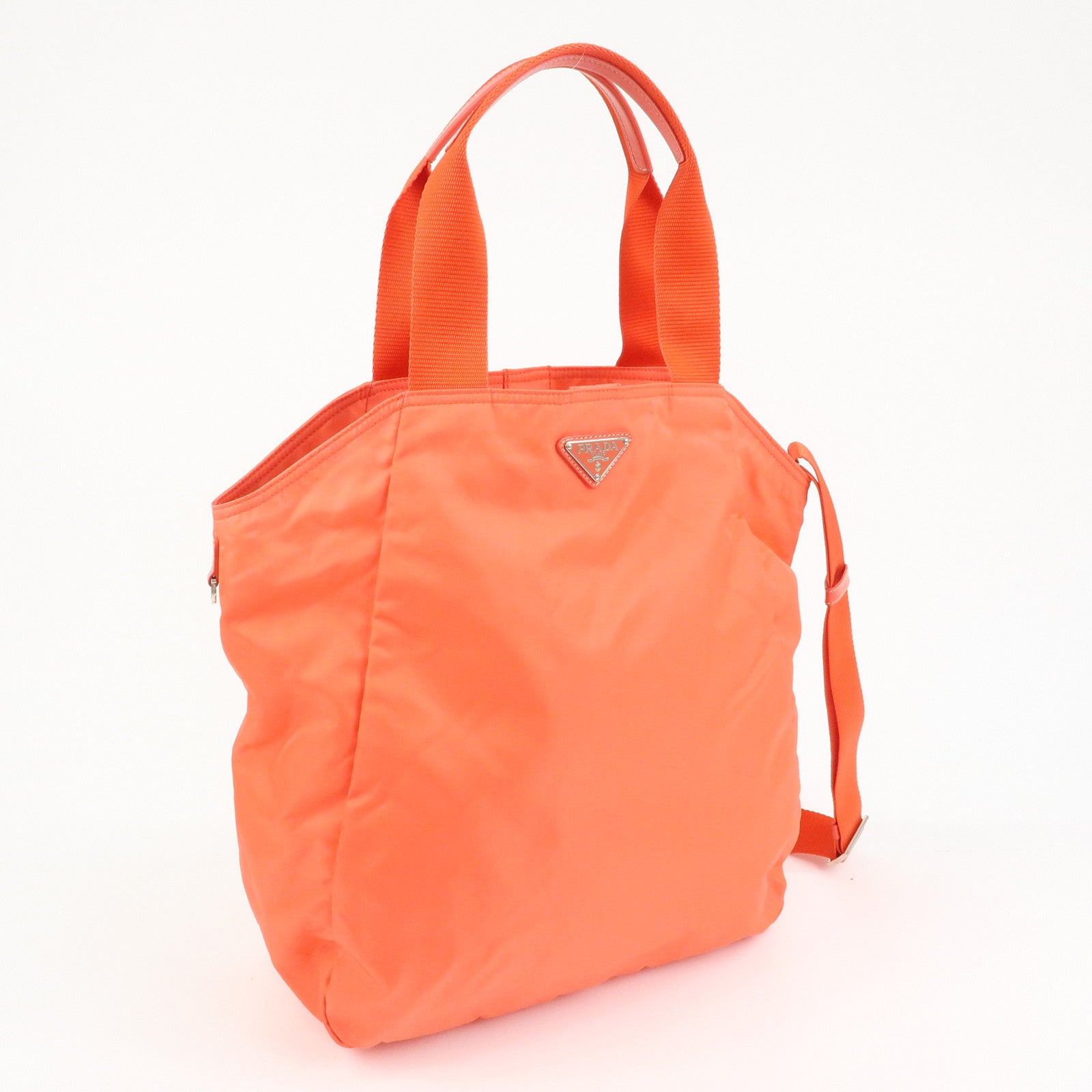 PRADA Triangle Logo Nylon Leather 2Way Bag Tote Shoulder Bag
