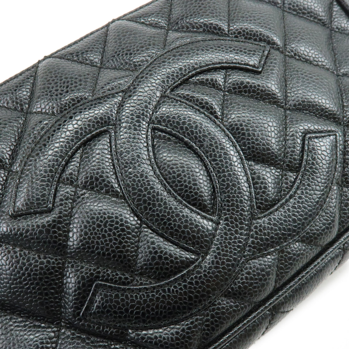 CHANEL Matelasse Caviarskin Chain Shoulder Bag Black A22476