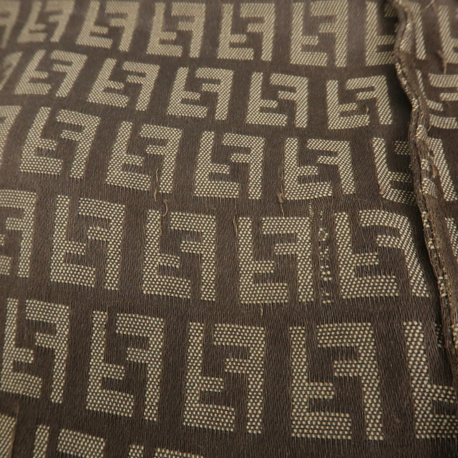 FENDI ZUcchino Canvas Leather Tote Bag Shoulder Bag Brown 8BH005