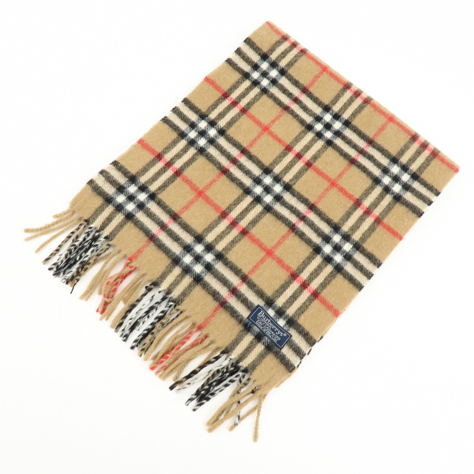 BURBERRY Set of 2 Nova Plaid Wool 100% Scarf Stole Beige Navy