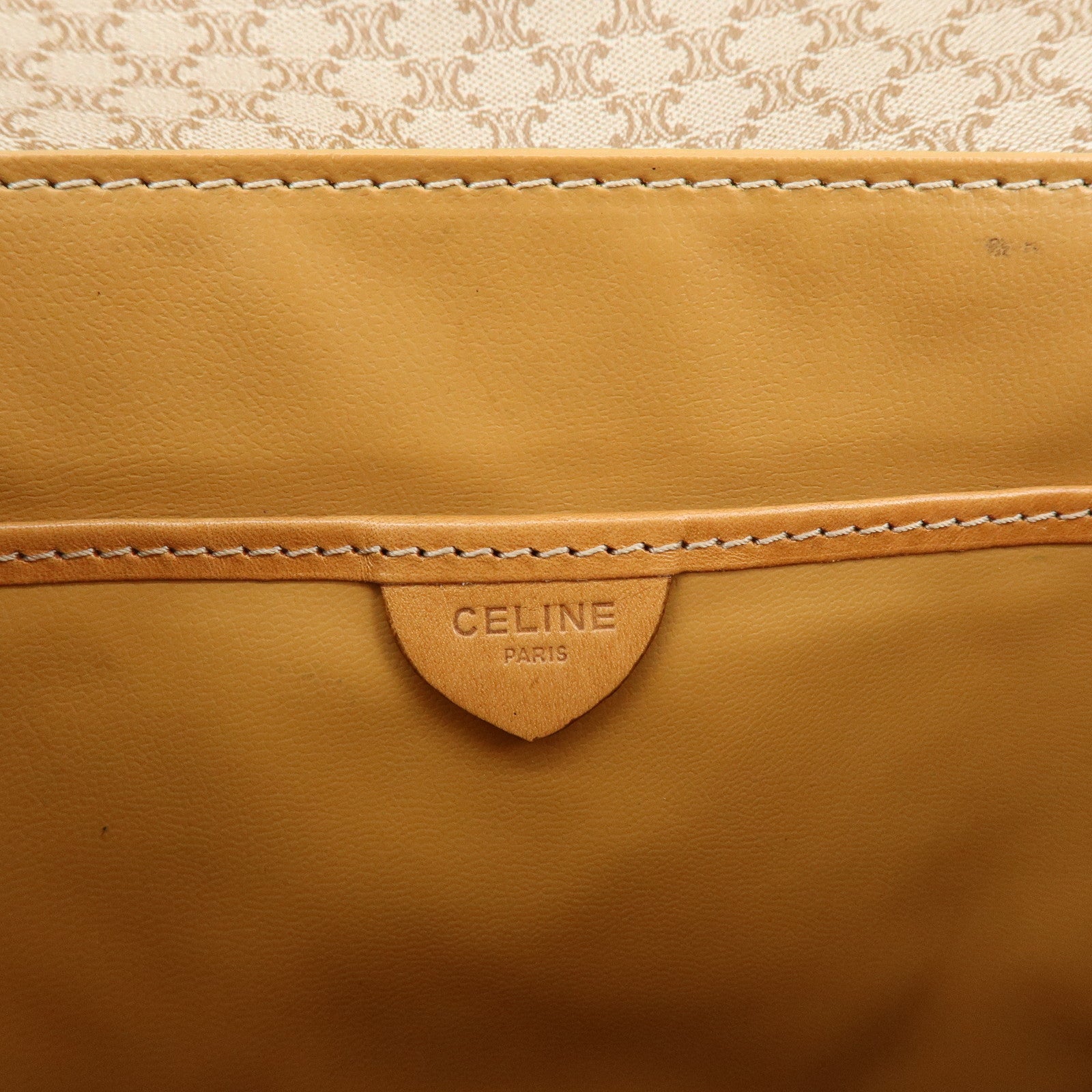 CELINE Macadam PVC Leather Shoulder Bag Crossbody Bag Brown Beige