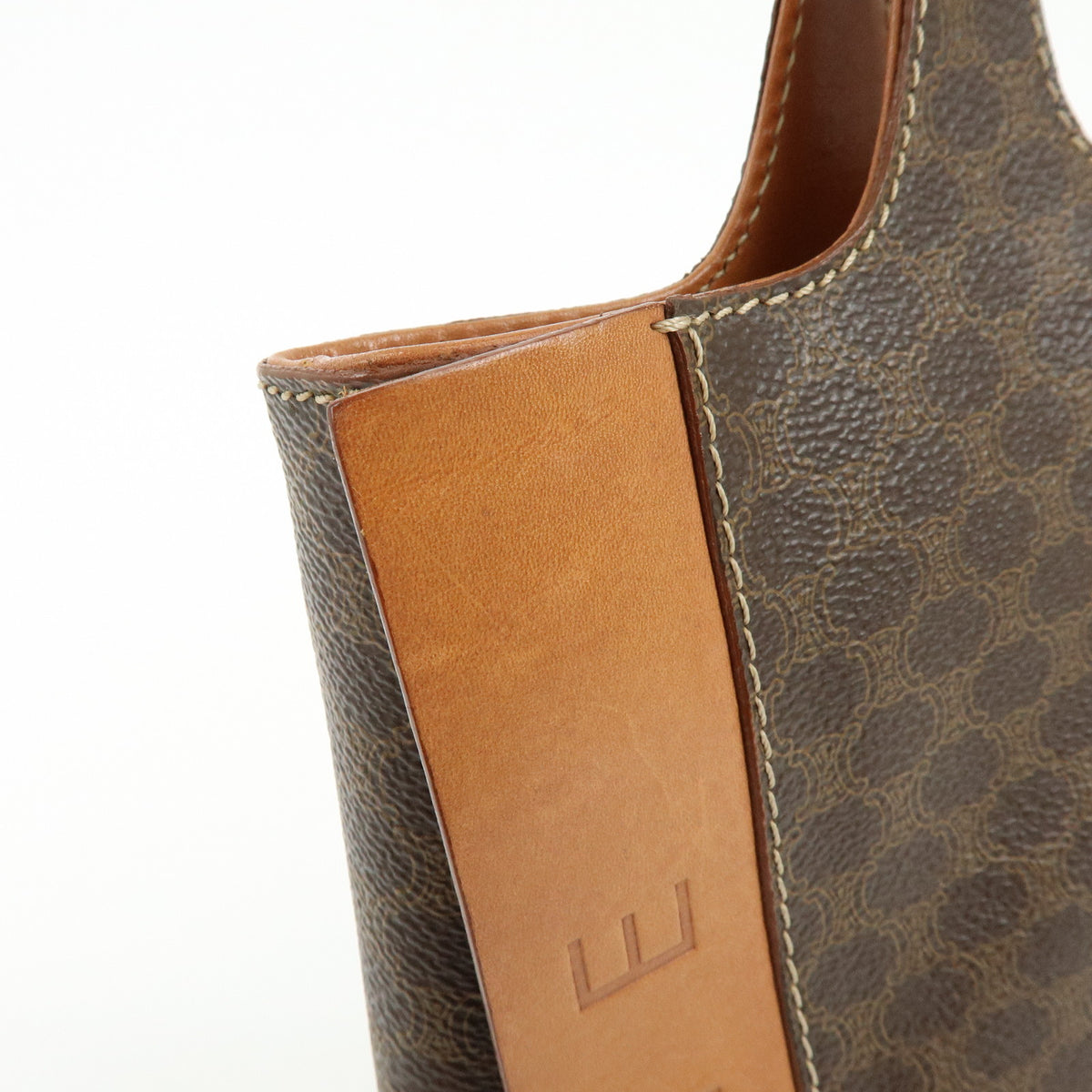 CELINE Macadam Logo PVC Leather Tote Bag Hand Bag Brown
