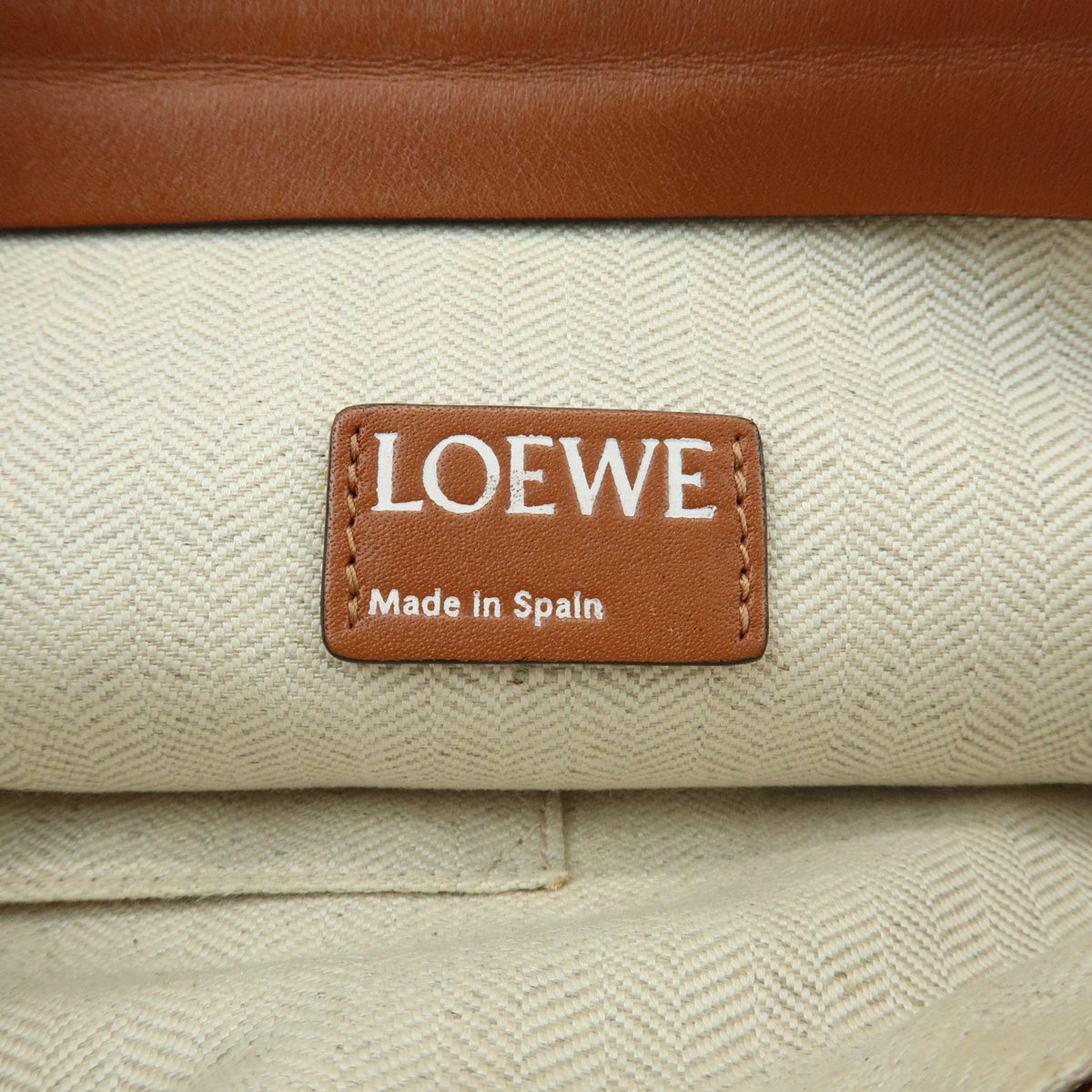 LOEWE Anagram Shearling Leather Clutch Bag Pouch Beige Brown