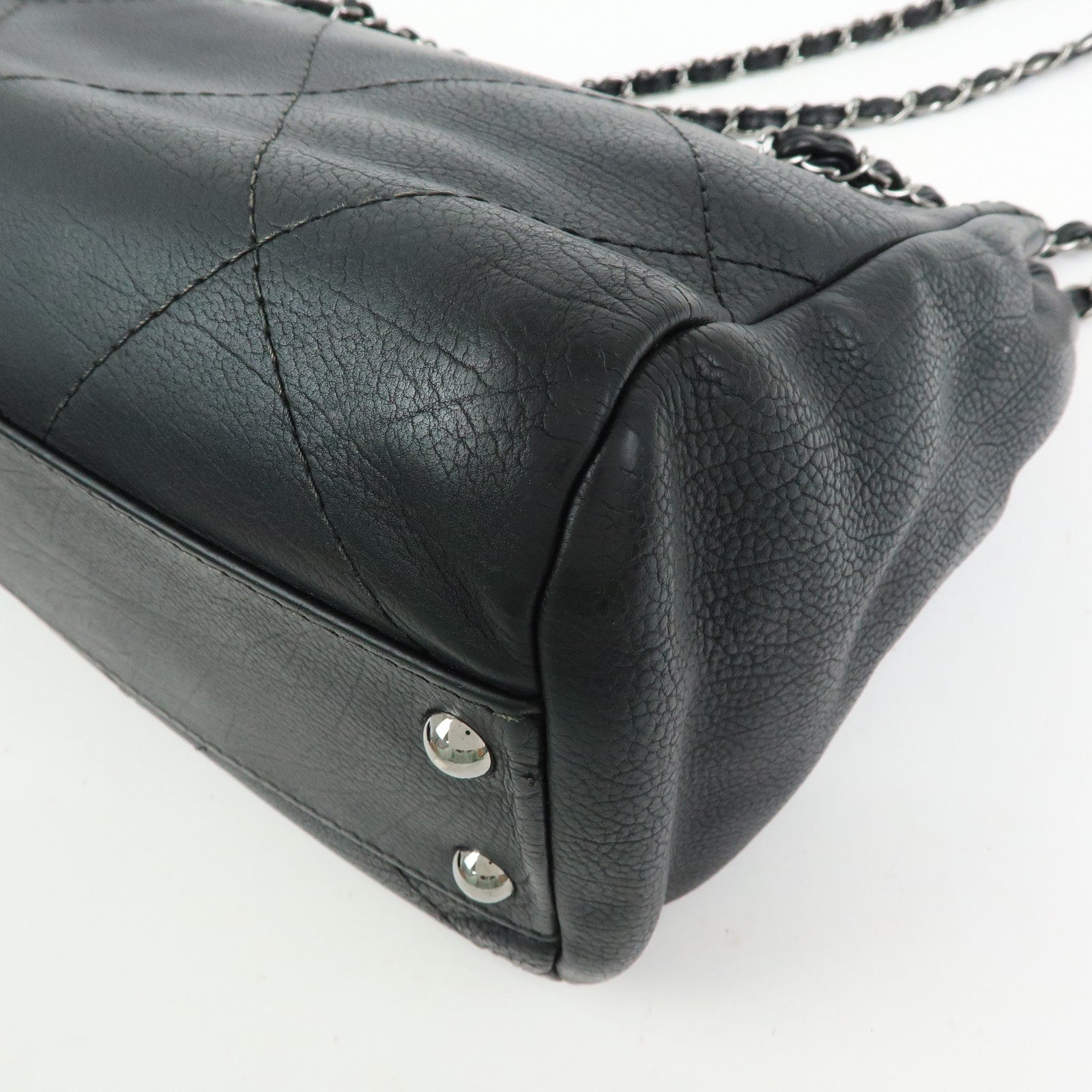CHANEL COCO Mark Wild Stitch Calf Leather Chain Shoulder Bag Black