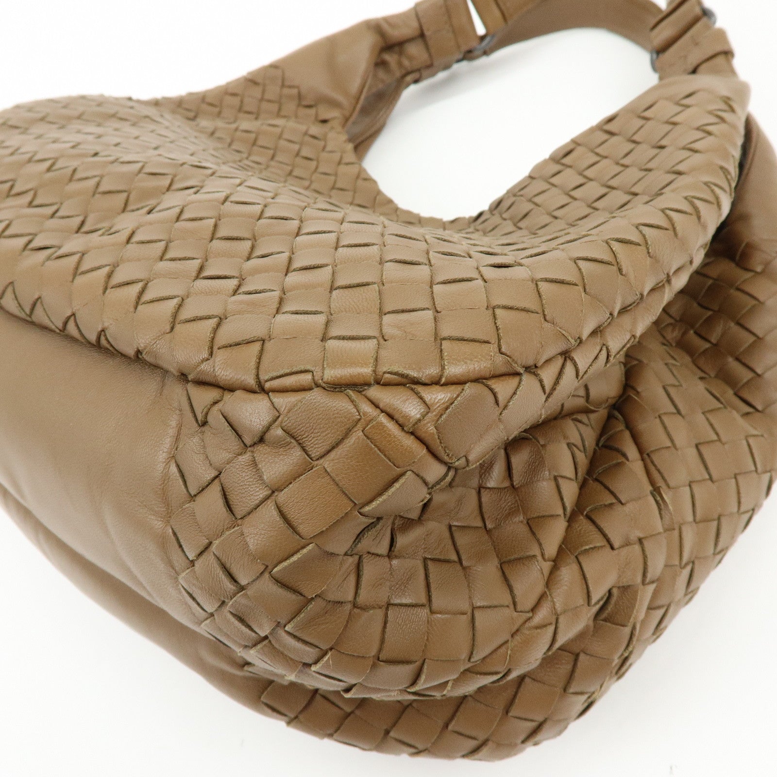 BOTTEGA VENETA Intrecciato Campana Leather Shoulder Bag Brown 125787