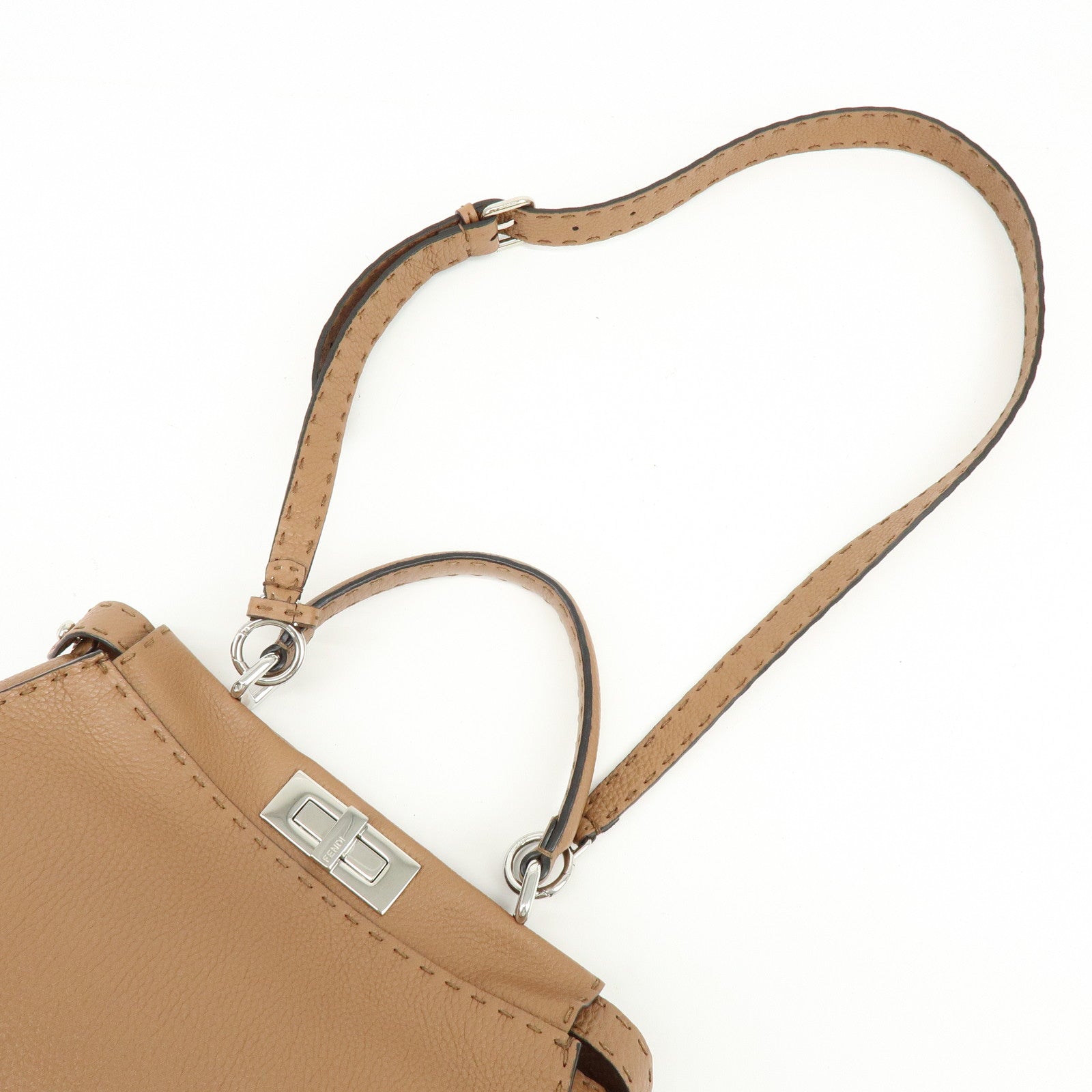 FENDI Selleria Peekaboo Medium Leather 2Way Hand Shoulder Bag 8BN290