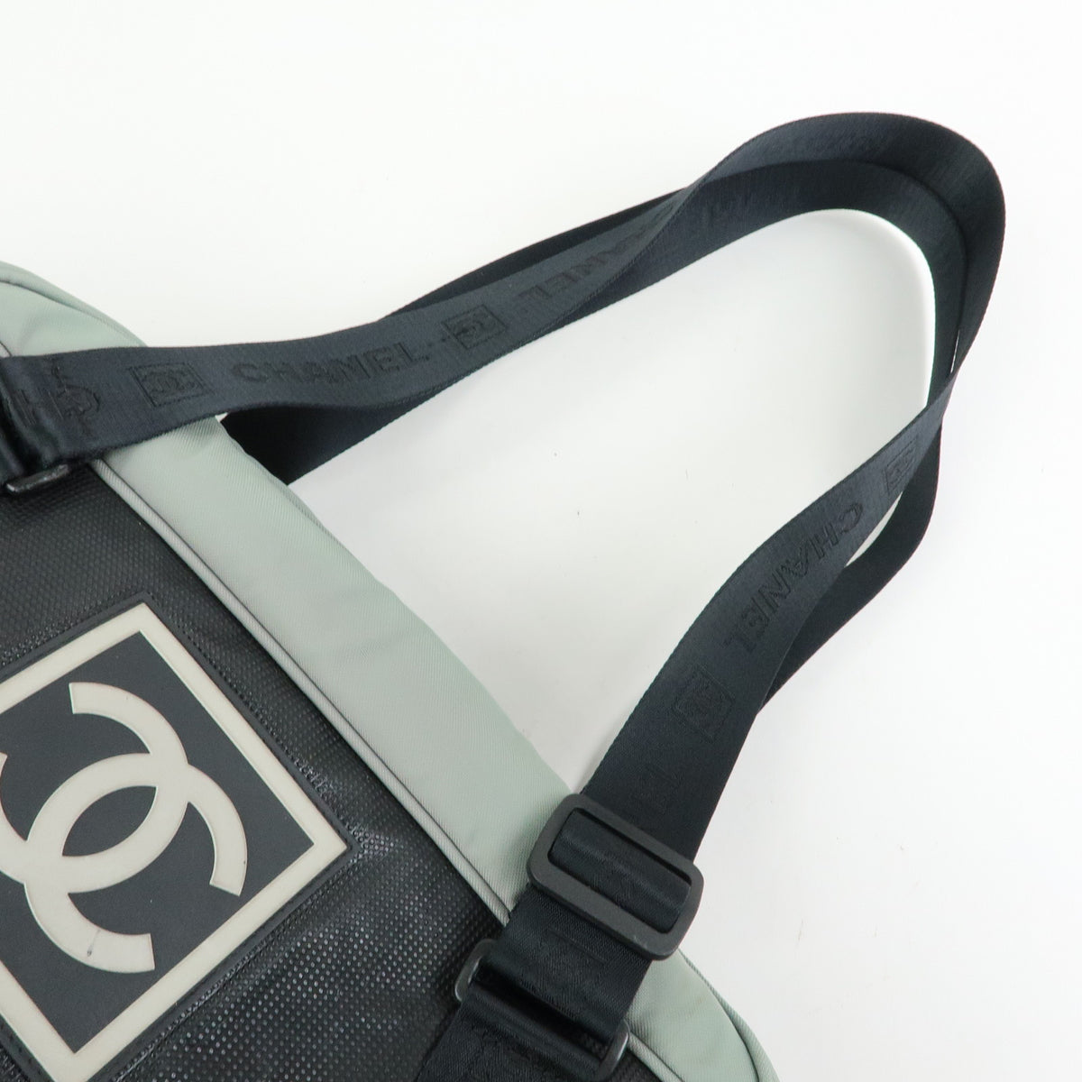 CHANEL Sport Line Nylon Canvas  Boston Bag Black Emerald Green