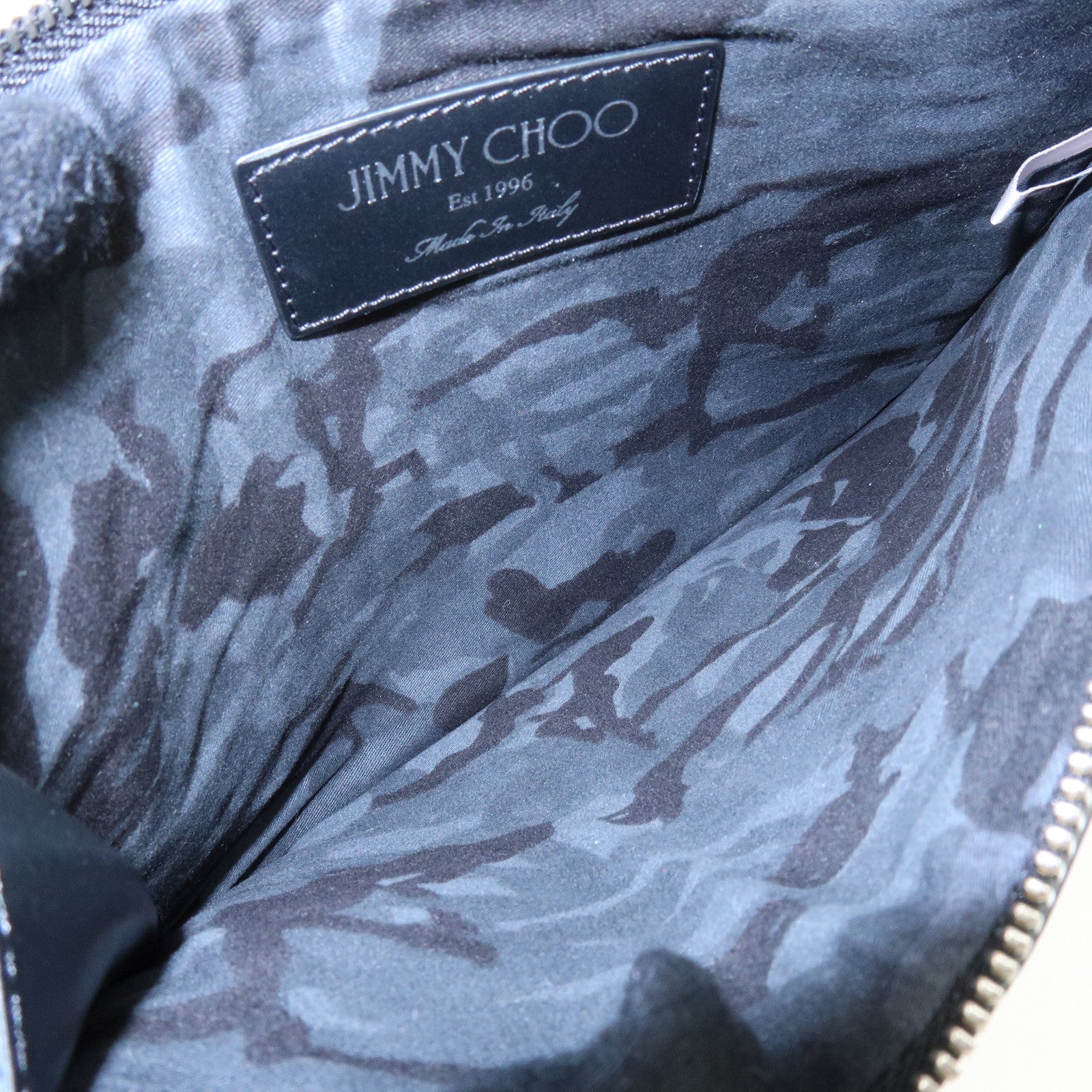 JIMMY CHOO Leather Star Embossed Studs Clutch Bag  Wristlet Pouch Black