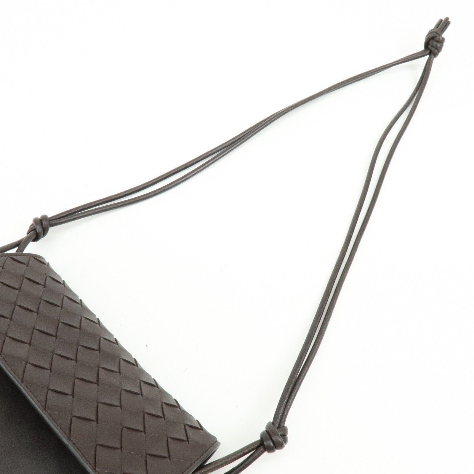 BOTTEGA VENETA Intrecciato Leather Shoulder Crossbody Bag Dark Brown