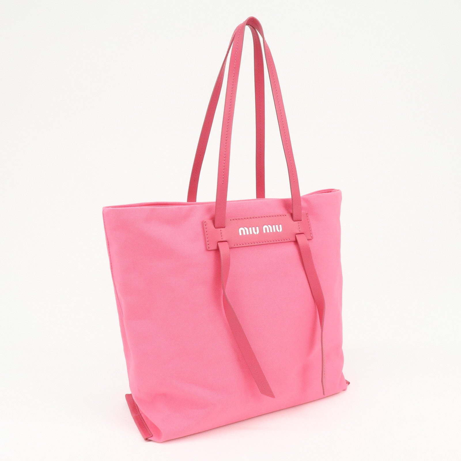 MIU MIU Canvas Leather Tote Bag Shoulder Bag Pink 5BG116