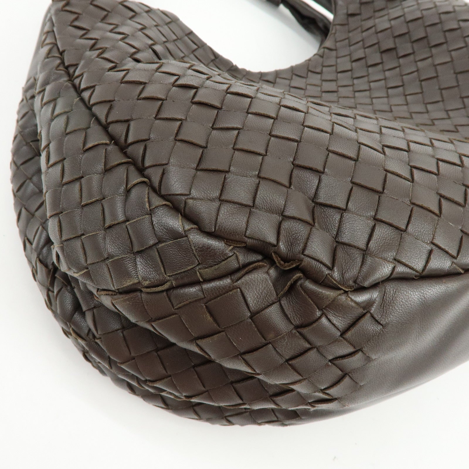 BOTTEGA VENETA Intrecciato Campana Shoulder Bag Hand Bag Brown 125787　