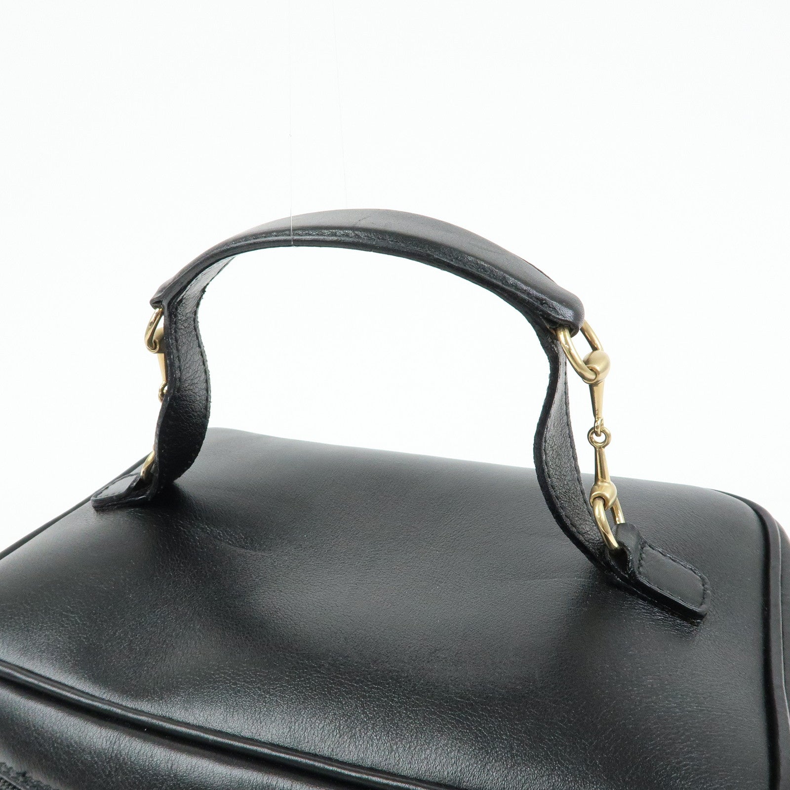 GUCCI Horsebit Leather Vanity Bag Cosmetic Bag Black 03217050140
