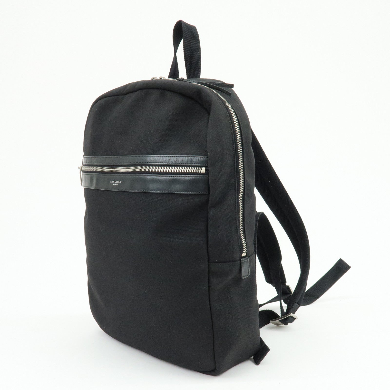 SAINT LAURENT PARIS Canvas Leather Sac City Laptop Backpack 533232