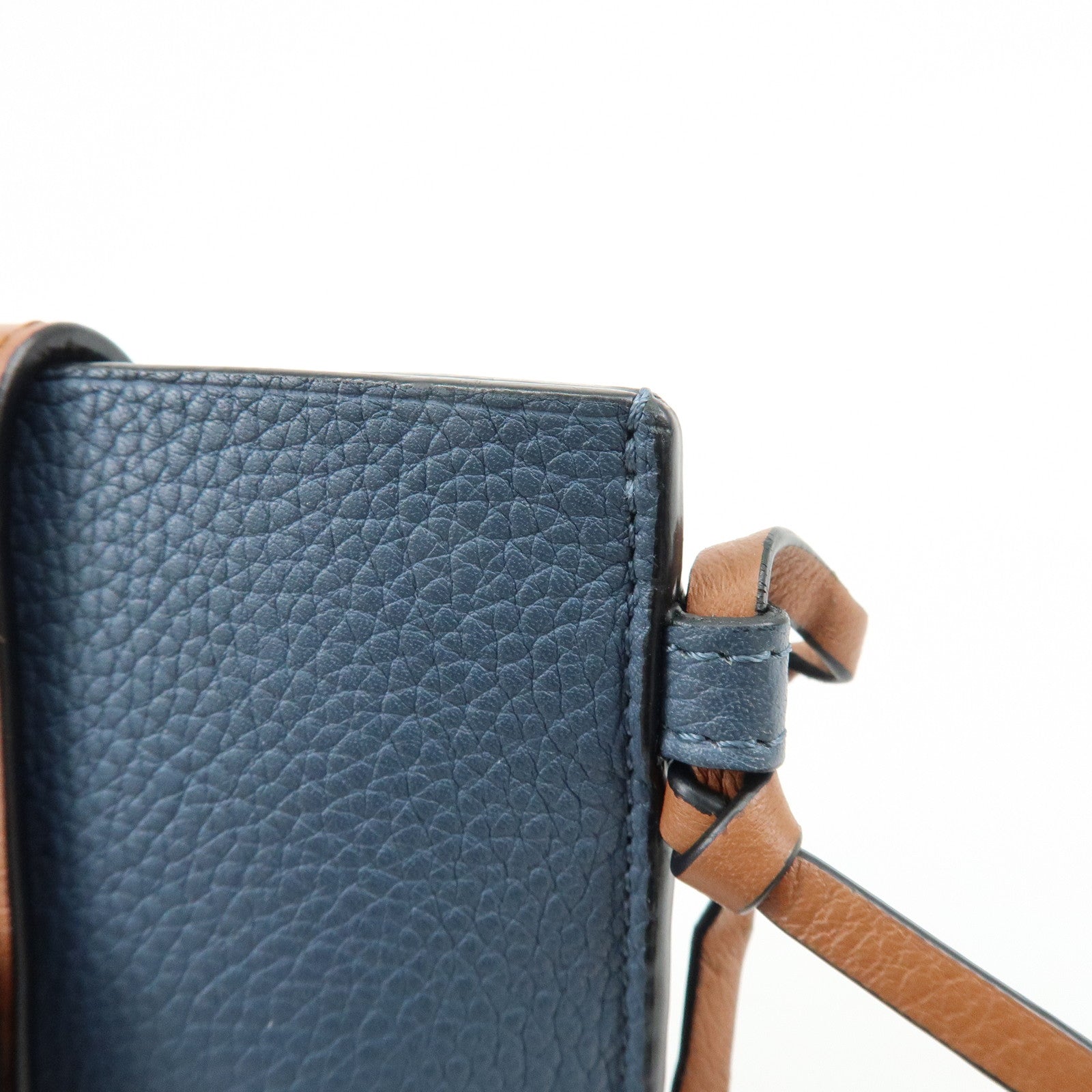 LOEWE Anagram Leather Mini Shoulder Bag Crossbody Bag Blue Brown