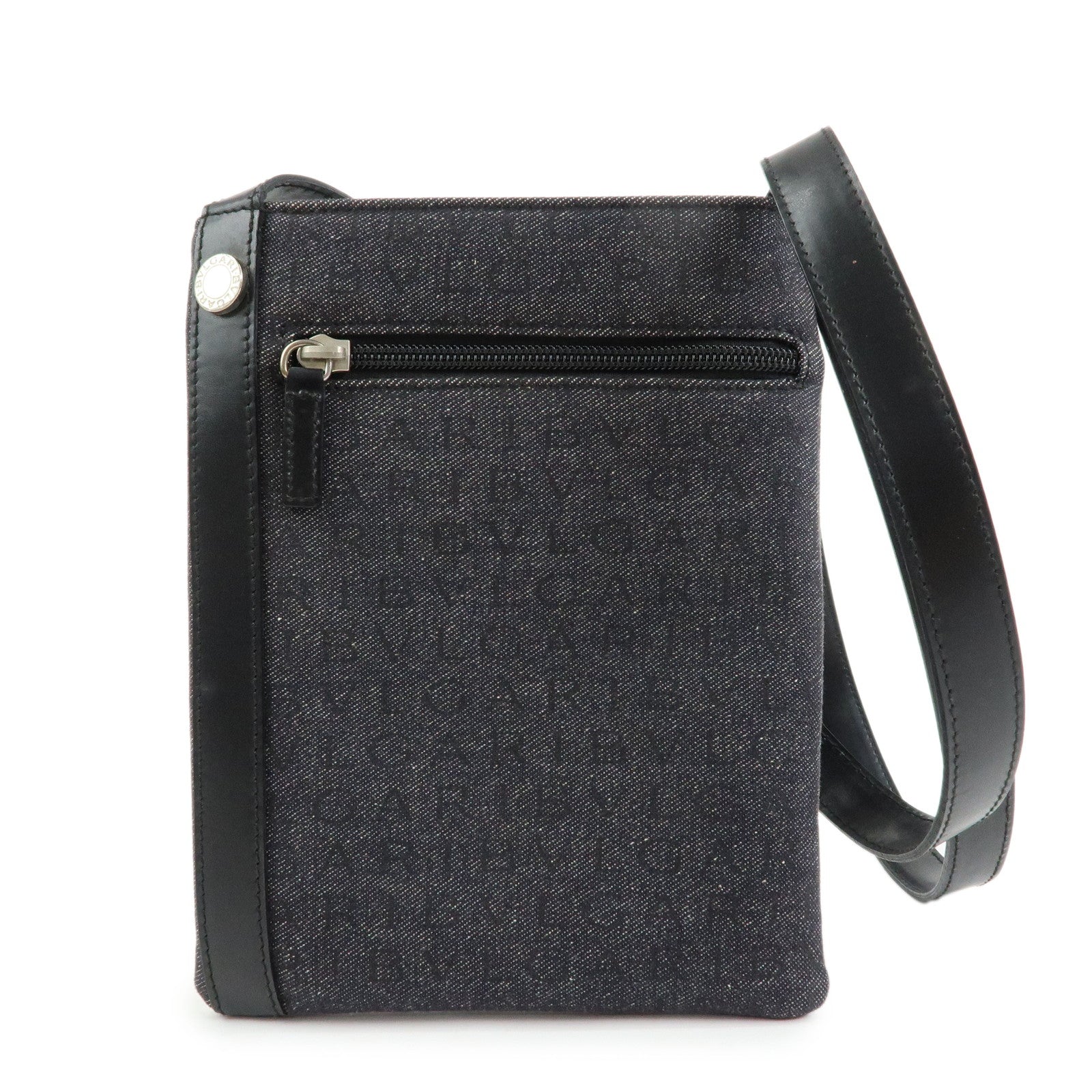 BVLGARI Logo Mania Canvas Leather Shoulder Bag Crossbody Bag Black