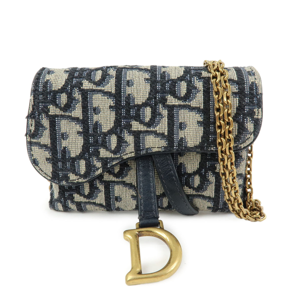 Christian Dior Oblique Saddle Jacquard Canvas Chain Shoulder Pouch
