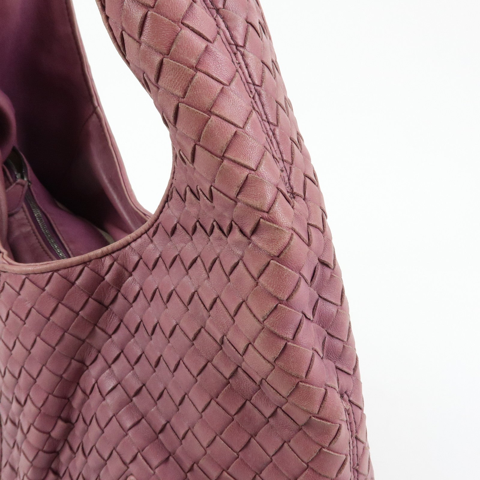 BOTTEGA VENETA Intrecciato Leathe Shoulder Bag Hand Bag Purple 145552