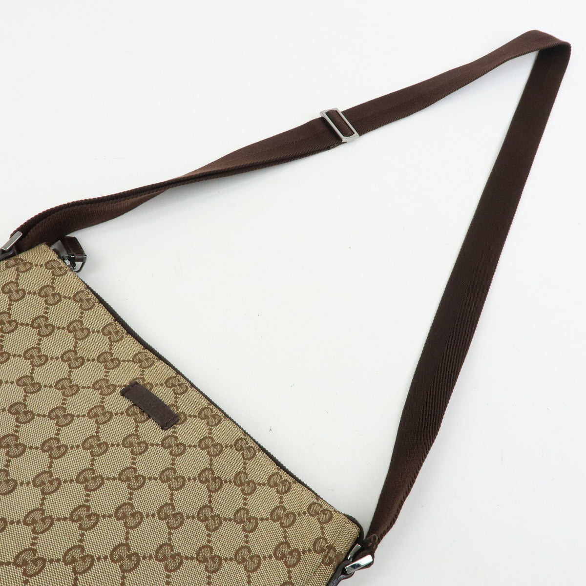GUCCI GG Canvas Leather Shoulder Bag Crossbody Bag Beige Brown 114273