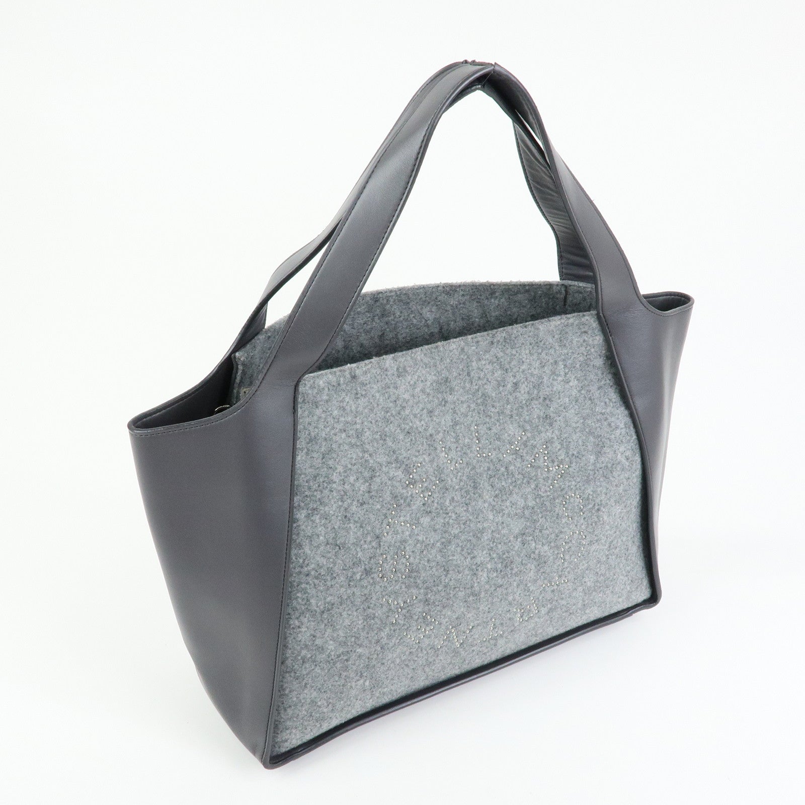 STELLA MCCARTNEY Felt Faux Leather Tote Bag Shoulder Bag  Gray