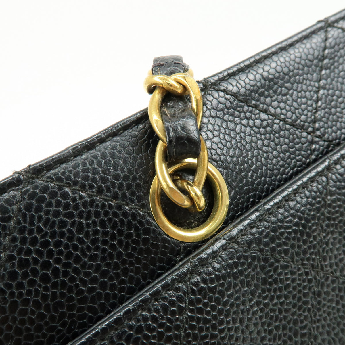 CHANEL Matelasse Caviarskin Chain Shoulder Bag Hand Bag Black A08907