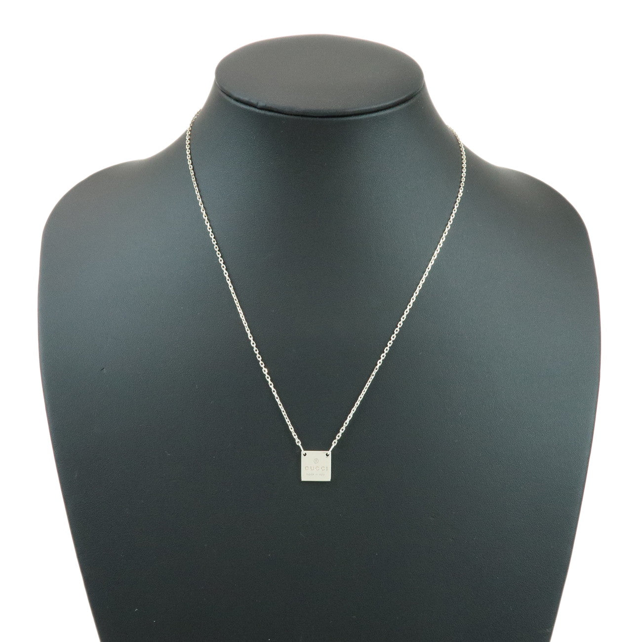 GUCCI Logo Square Plate Necklace SV925 Silver