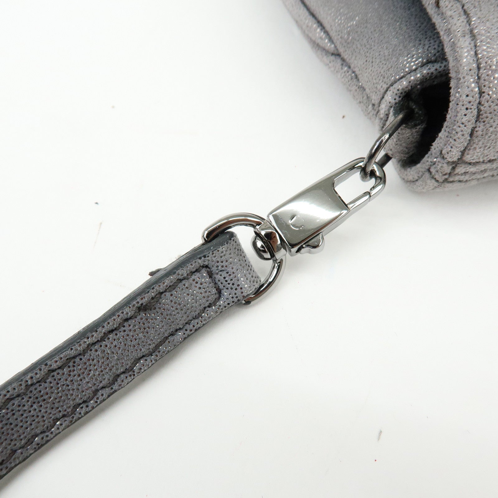 Ferragamo Vara Ribbon Leather Shoulder Bag Clutch Bag Metallic Gray