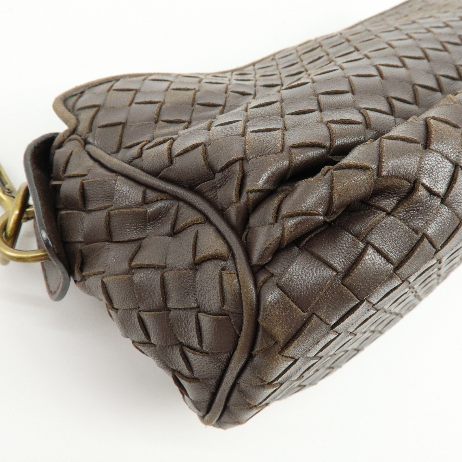 BOTTEGA VENETA Intrecciato Leather Shoulder Bag Crossbody Bag Brown