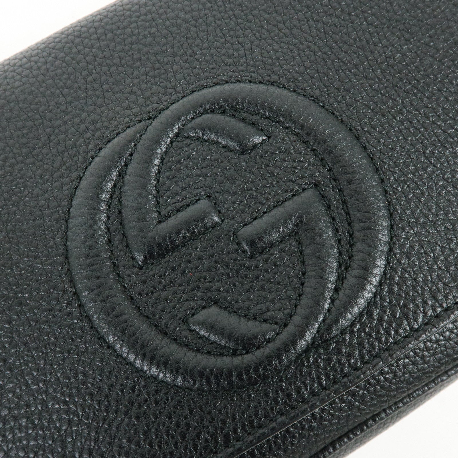 GUCCI SOHO Interlocking G Leather Chain Shoulder Bag Black 536224