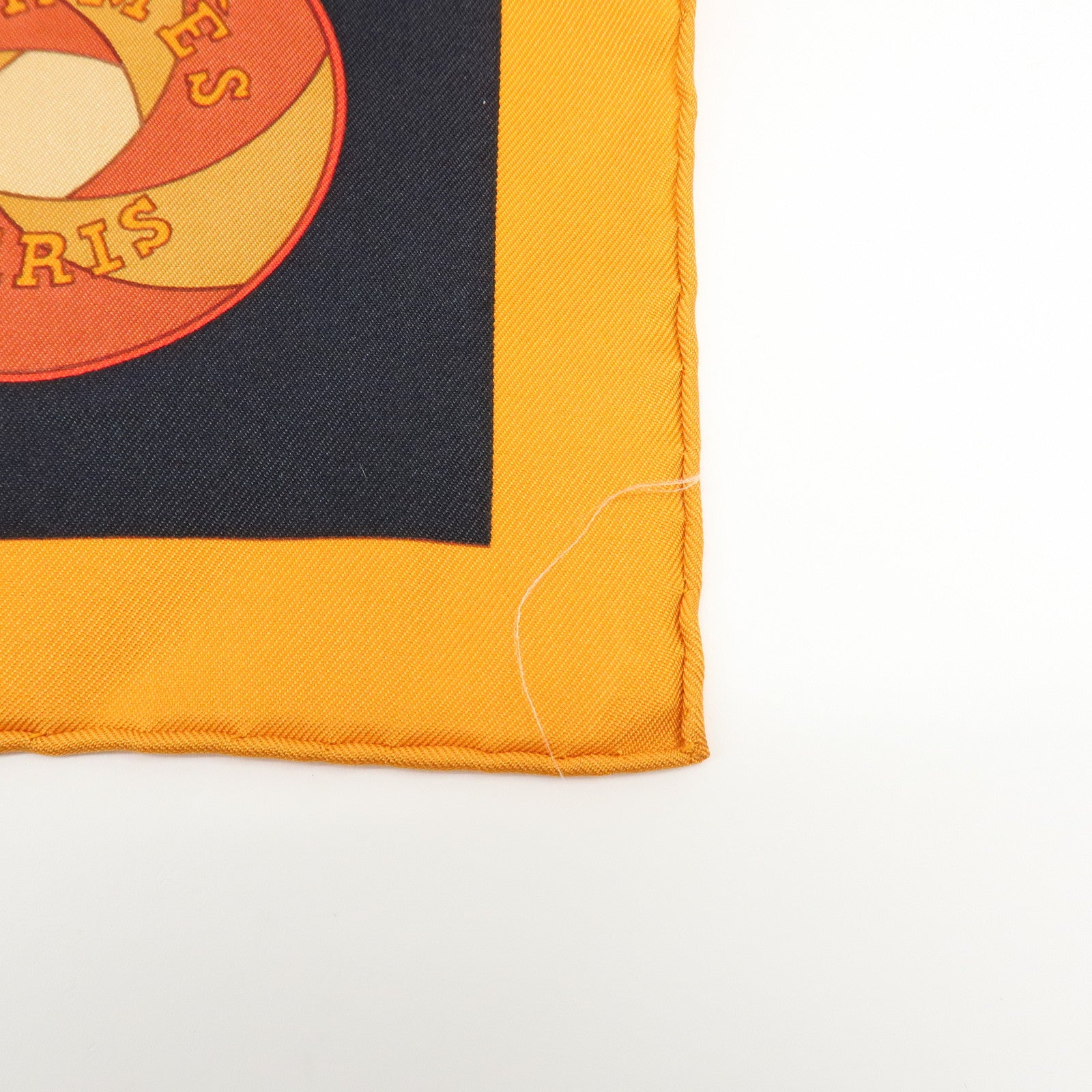 HERMES Carre 90 Silk 100% Scarf SEQUENCES Orange Black
