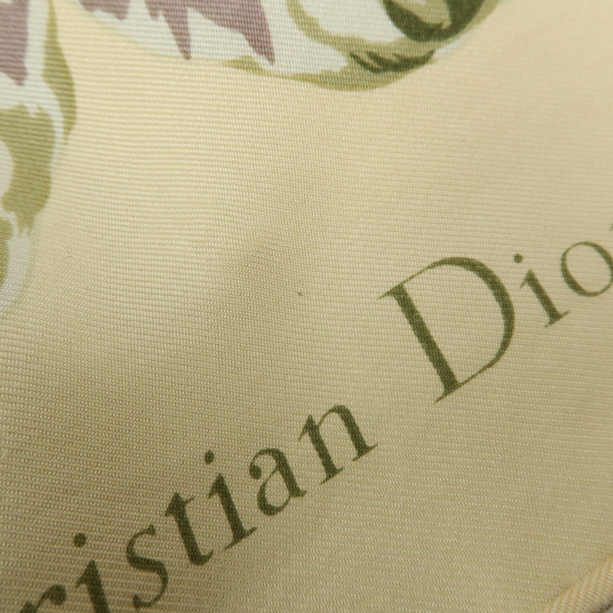 Christian Dior Silk 100% Scarf Hydrangea Print Beige Yellow Green