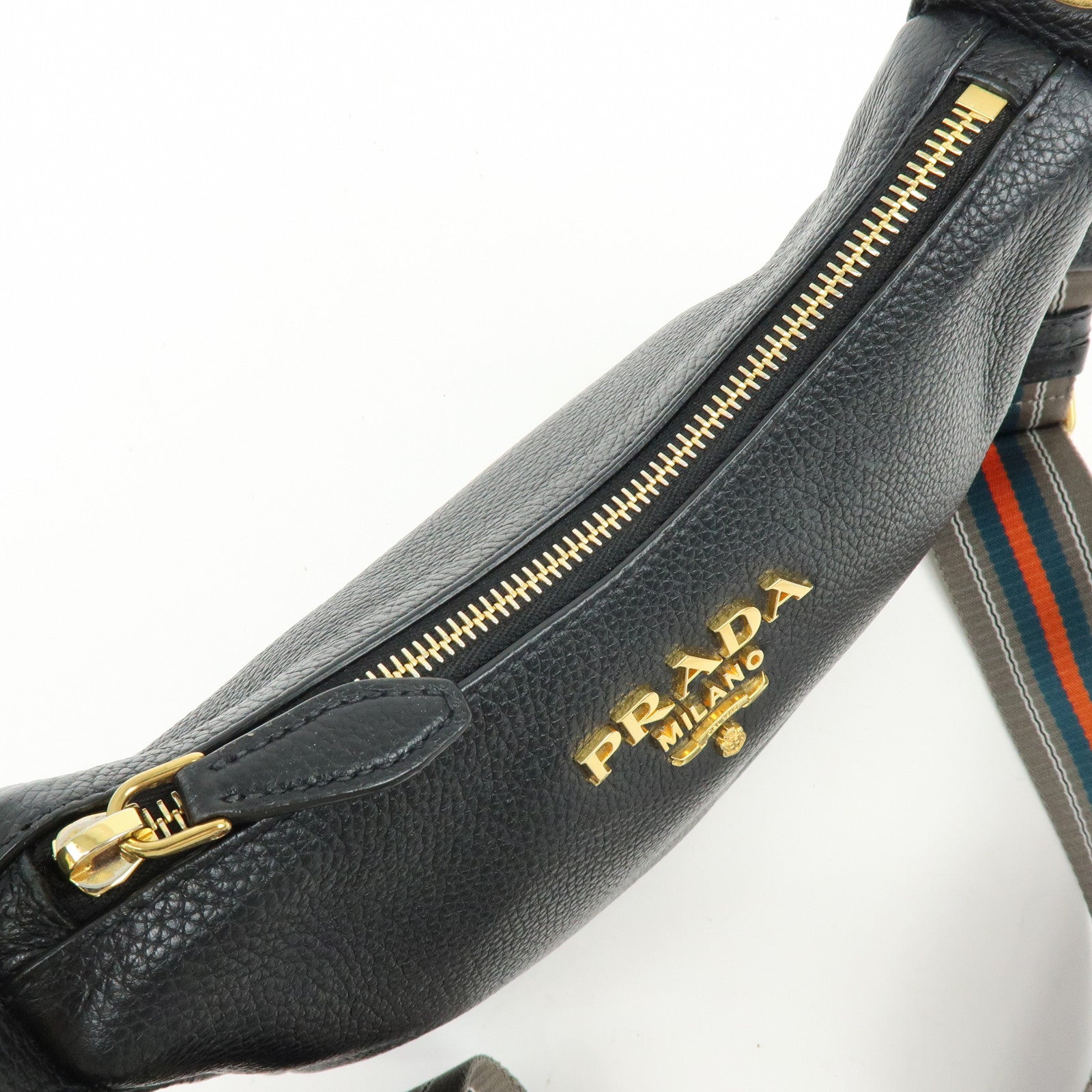 PRADA Vitello Phenix Leather Shoulder Bag Crossbody Bag  Black 1BC180
