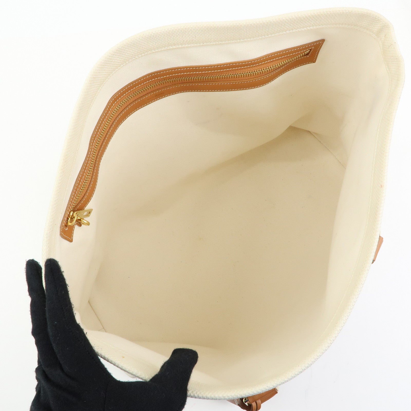 Celine Horizontal Cabas Canvas Leather Tote Bag Natural