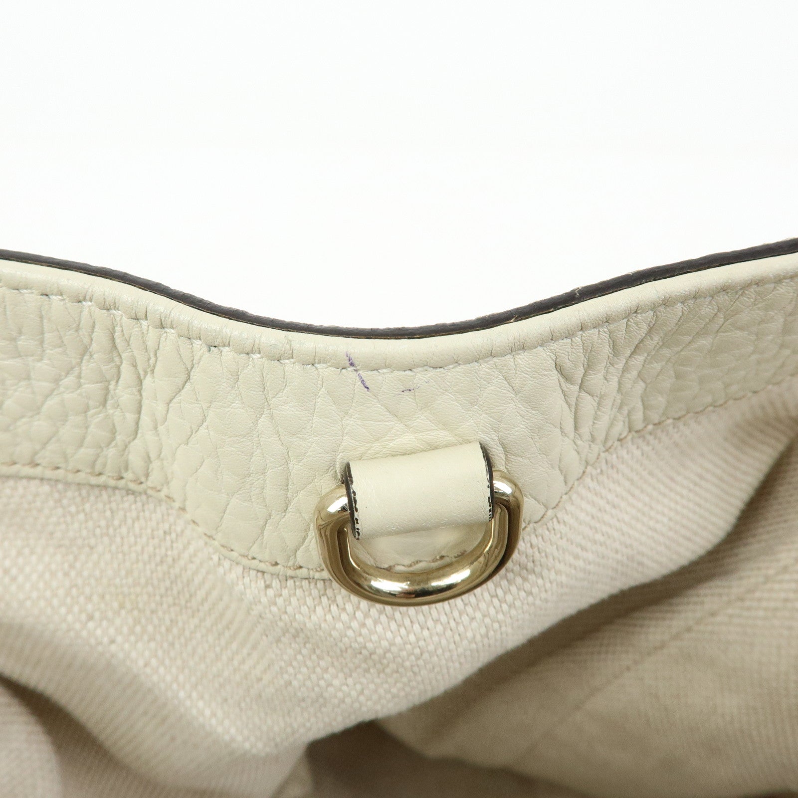 GUCCI SOHO Interlocking G Calf Leather Tote Shoulder Bag Ivory 282309