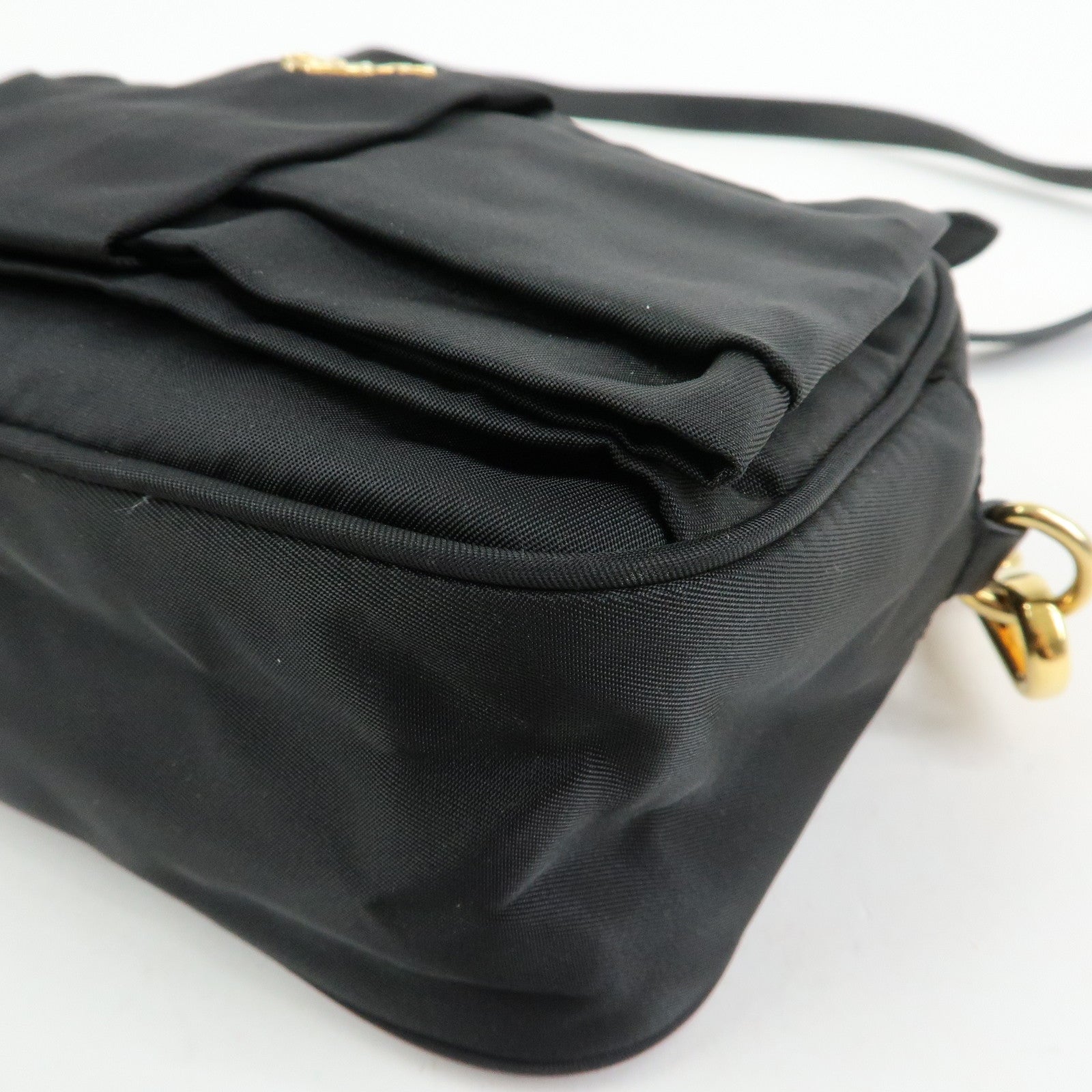 PRADA Nylon Leather Mini Shoulder Bag Crossbody Bag Black